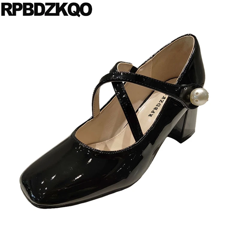 Туфли-лодочки женские вечерние из лакированной кожи с квадратным носком и