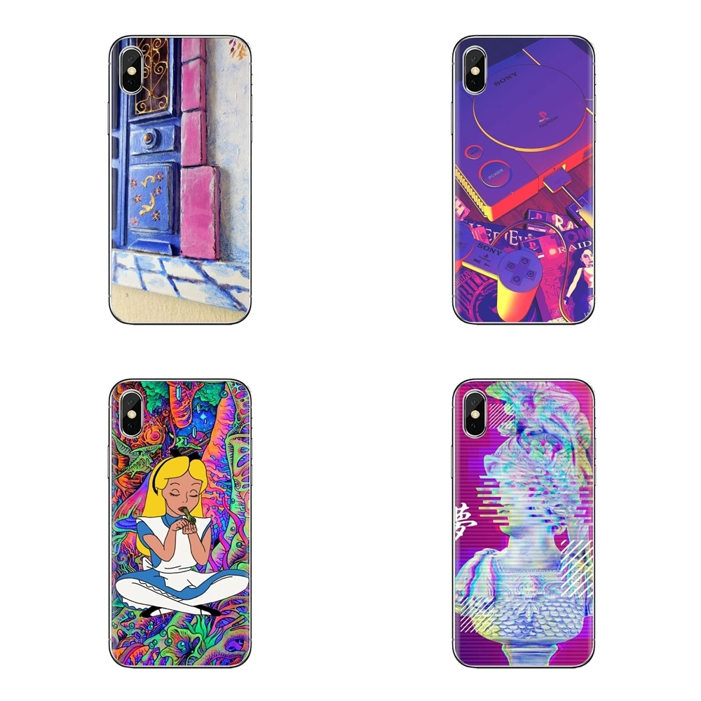 Мягкие прозрачные чехлы кислотная эстетика для iPhone XS Max XR X 4 4s 5 5S 5C SE 6 6S 7 8 Plus samsung