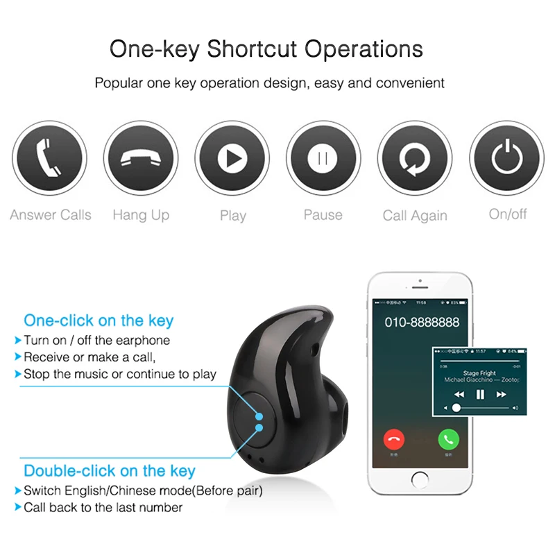 Беспроводная Bluetooth-гарнитура S530 стерео наушники-вкладыши для всех смартфонов