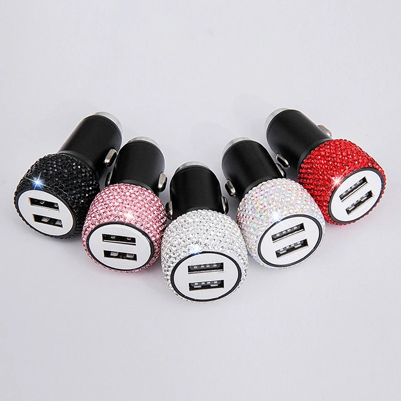 

Dual USB Port Fast Charging Car Charger Safety Hammer Design To Help Break Windows In Emergencies With Bling Rhinestones Crystal