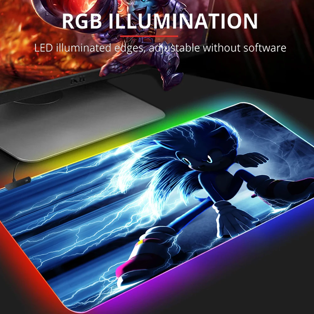 

Cute Mousepads Sonic Large Custom RGB Gaming Mouse Pad Table Mat locking-edge mouse pad desk mat table carpet the-hedgehog