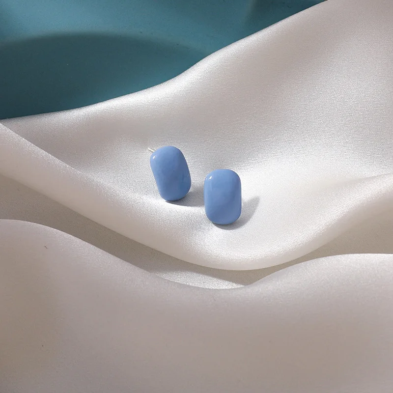 

Korean Blue Geometric Acrylic Drop Earrings for Women Statement Round Square Dangle Earrings 2021 Fashion Pearl Jewelry