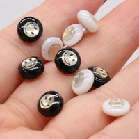 10pcs natural shell beads round shape smiley beads for jewelry making diy necklace bracelet accessries 8mm