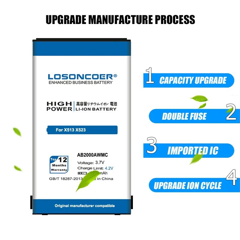 Аккумулятор LOSONCOER AB2000AWMC на 3400 мАч для сотового телефона PHILIPS Xenium X501 X513 X523 X130 X623 X3560