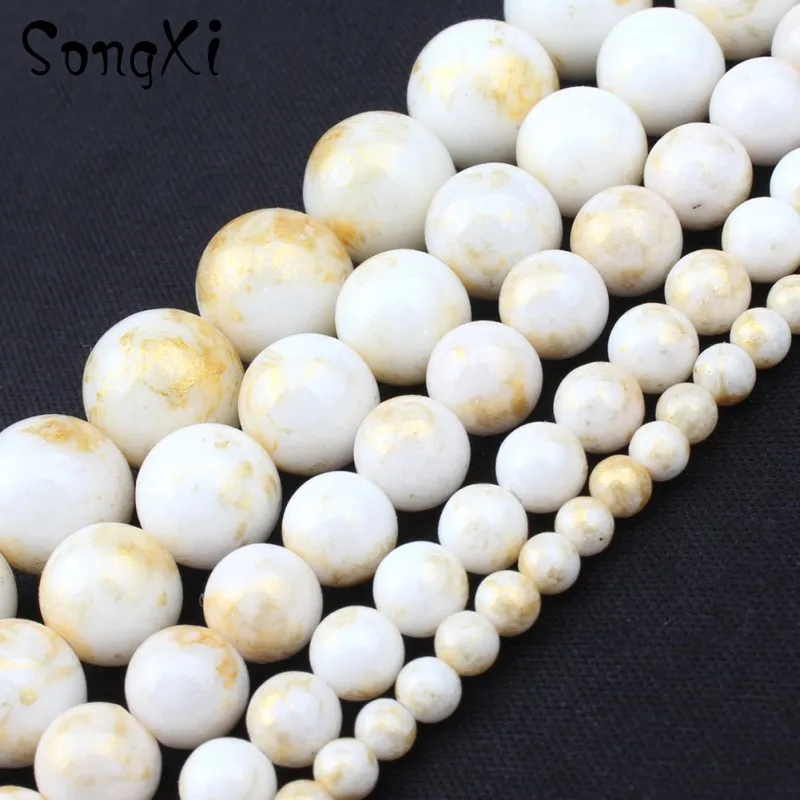 Оптовая продажа круглые бусины из натурального белого золота и яркого нефрита