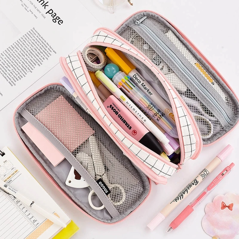 

Kawaii Canvas Large Capacity Pencil Case Bag Portable Pen Brushes Pouch Box Gift