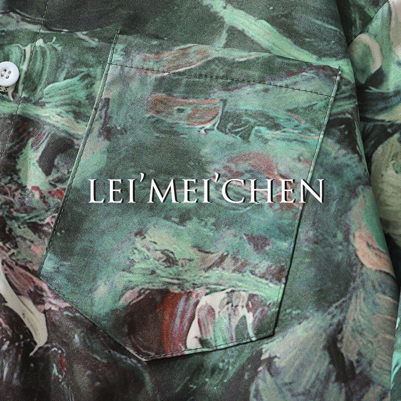 

LEIMEICHEN Fashion Cartoon Print Shirt Men High Street Casual Couple Shirt Men's Retro Long Sleeve Shirt YD3201