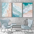 Современные холщовые картины с изображением моря абстрактные пляжные плакаты с морскими волнами и акварельными принтами Настенная картина для гостиной домашний декор
