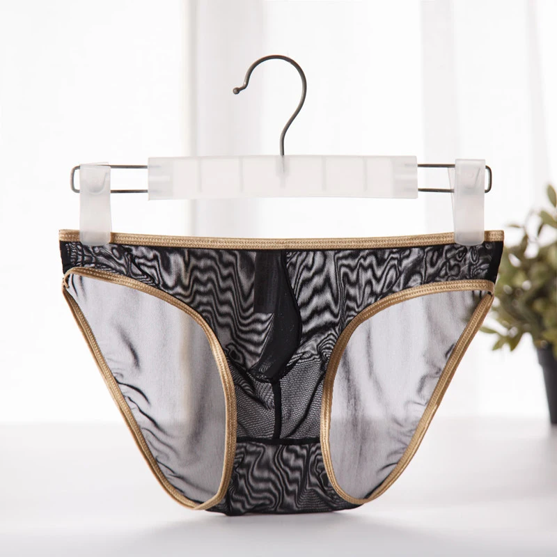 

New Men's Briefs Sexy Thin Breathable Soft Mesh Briefs Solid Color Brief Underwear Male Underpants Intimate