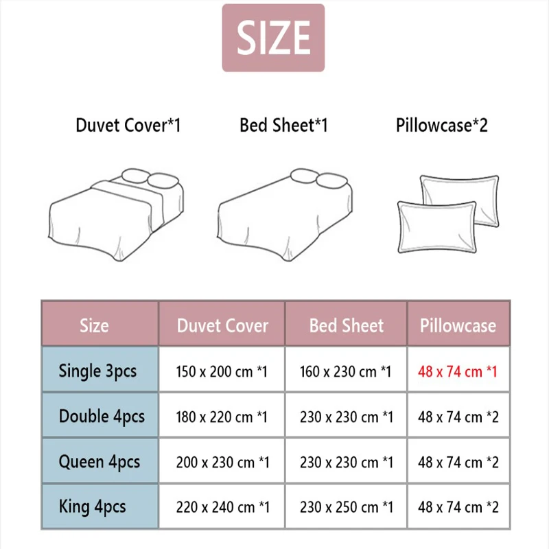 

3/4pcs Bedding Set Leaf Print Bed Linen Single Double Queen King Quilt Covers Bedclothes Duvet Cover Set with Cute Pillowcase