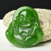 natural green hand carved buddha jade pendant fashion boutique jewelry men and women big belly buddha necklace gift accessories