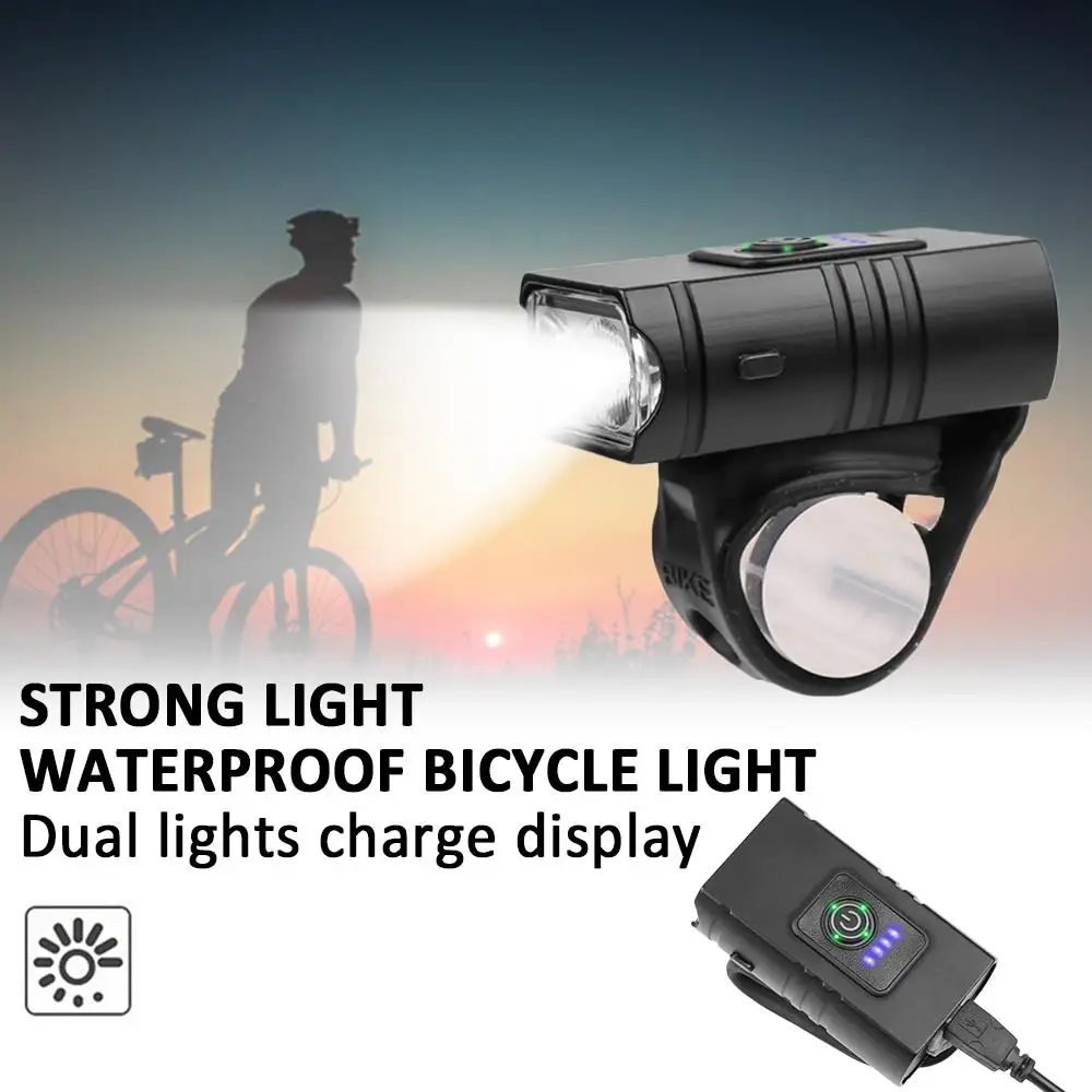 

Bicycle Light Riding Flashlight USB Rechargeable LED Waterproof 3 Color ABS Riding Light Power Display Bright Lights