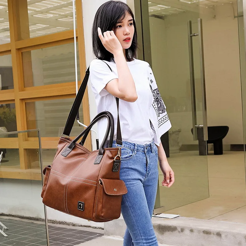 Женская вместительная сумка FUNMARDI дизайнерская ручная с боковыми карманами 2022