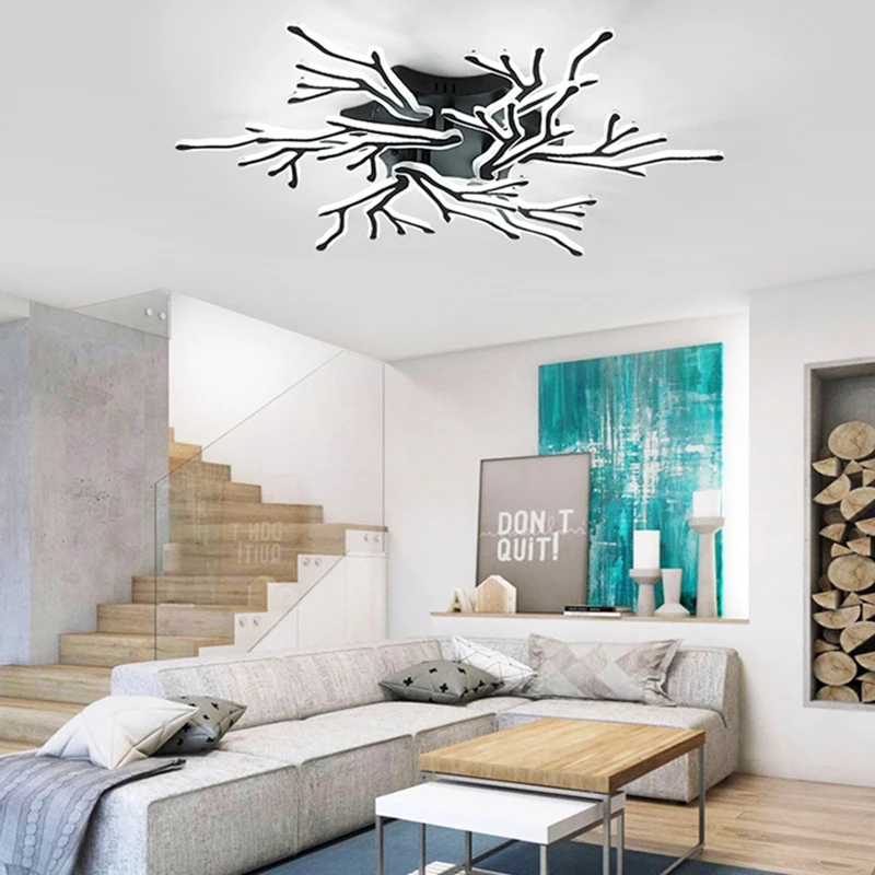 

Modern Ceiling Lights Remote Control Black Acrylic Pattern Ceiling Lamps for foyer Living room Bedroom Kitchen Indoor Lighting