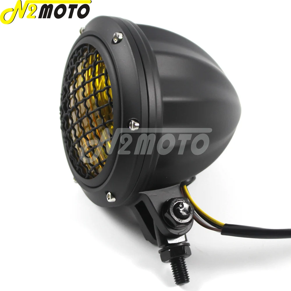 Винтажная мотоциклетная фара 4 5 дюйма с передним грилем дальний и ближний свет в