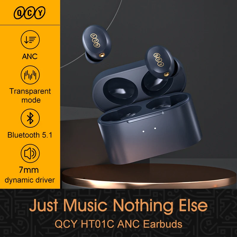 

Беспроводные Bluetooth-наушники QCY HT01C, гибридные наушники ANC, Беспроводная зарядка TWS, игровые музыкальные наушники-вкладыши с активным шумопода...