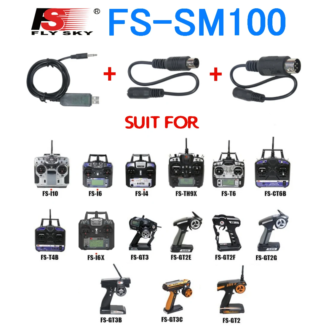 

FLYSKY FS-SM100 SM100 RC USB Flight Simulator FMS Cable Set for FLYSKY FS-i6 i10 i6X FS-T6 FS-CT6B TH9X RC FPV Drone Transmitter