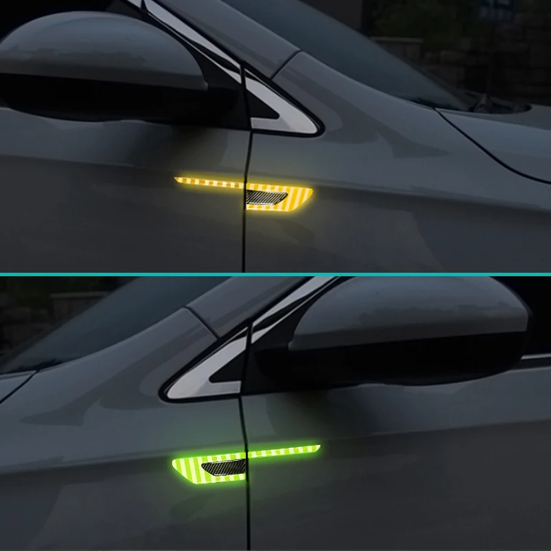 HYZHAUTO 2 шт. Автомобильная листовая доска Светоотражающая наклейка 3D углеродное волокно Грузовик Авто Мотоцикл Светоотражающие предупредительные полоски против царапин
