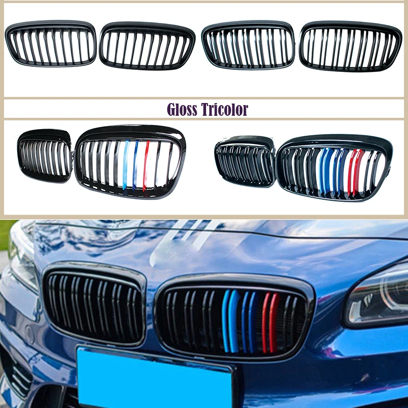 

1 пара для BMW F45 F46 2 серии 220i 228i M2 GT 2015-2018 углеродный/Черный ABS решетка радиатора передний бампер Гриль M Power Performance