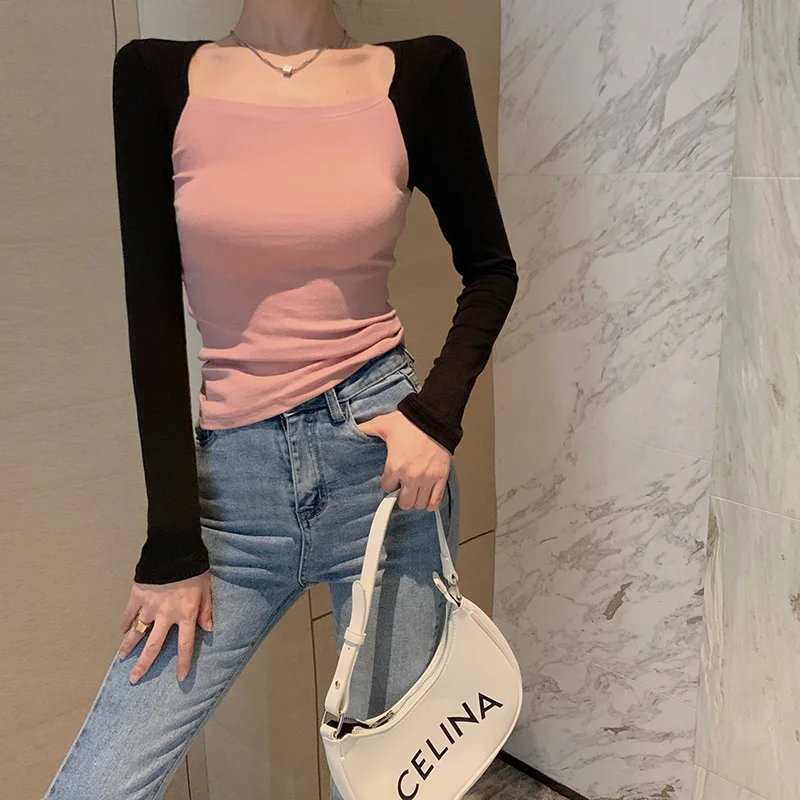 

Женская футболка с длинным рукавом, квадратным вырезом