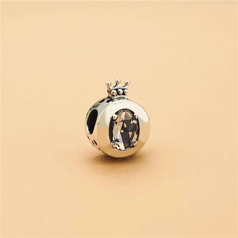 Cefuny 925 пробы Серебряная белая и синяя сверкающая Корона O Charm Fit Змеиный браслет Diy