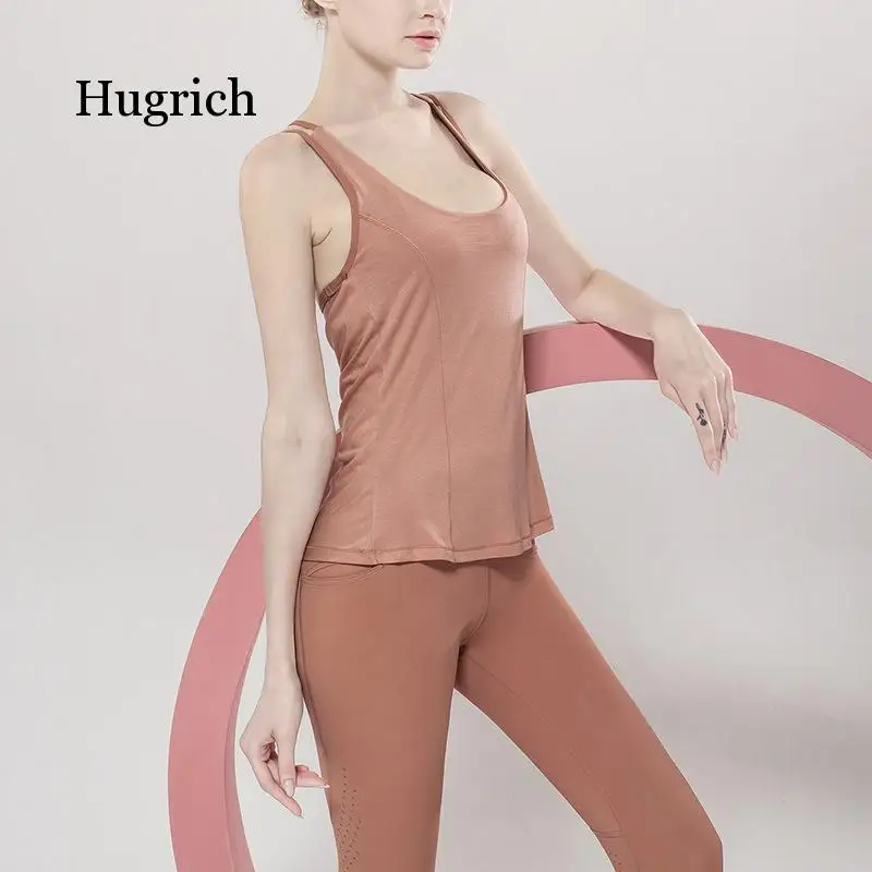 

New Fake Two-Piece Sports Vest Women's Fitness Suit Running Back Bra Strap Loose Top