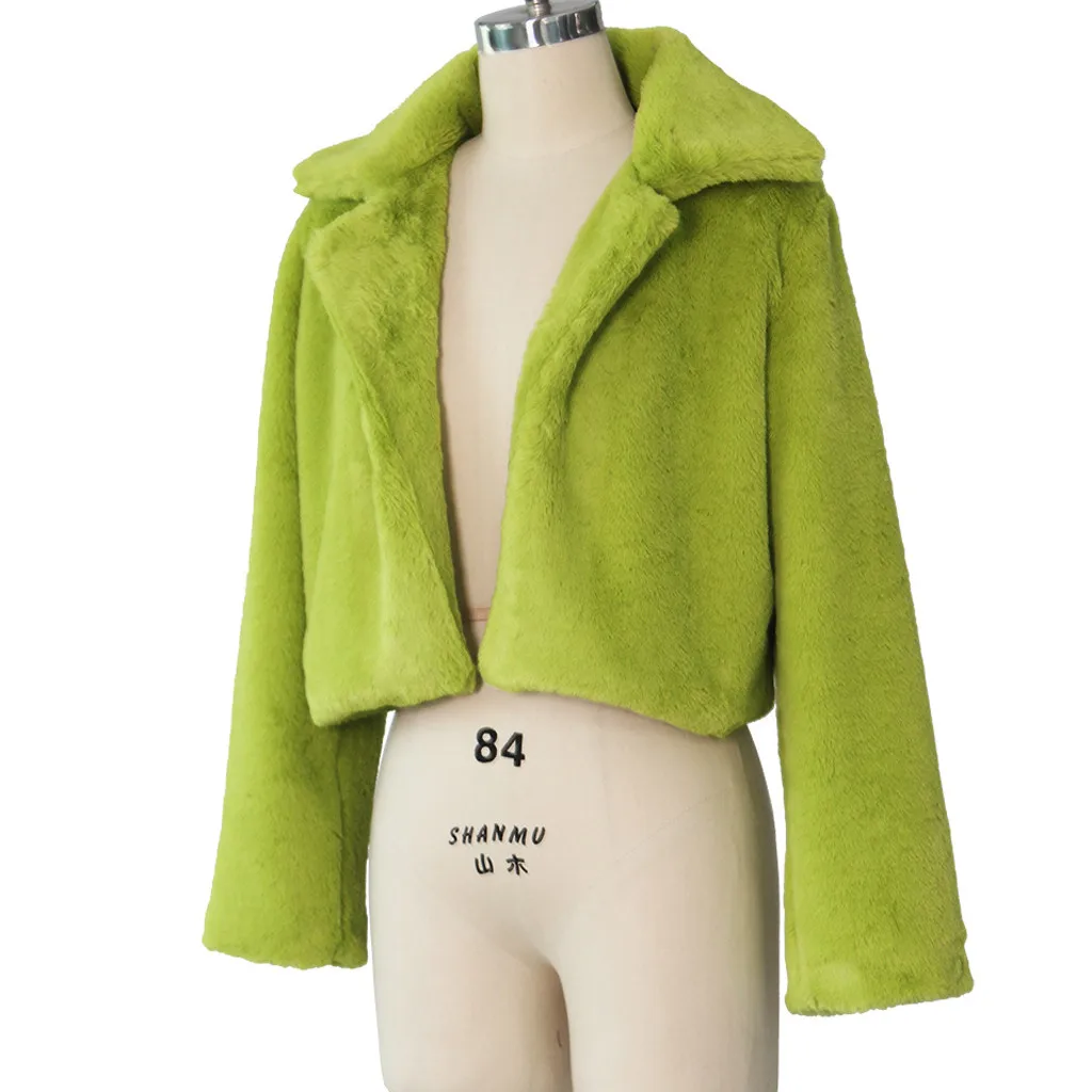 Укороченный топ зимние теплые пушистые пальто из искусственного меха женские