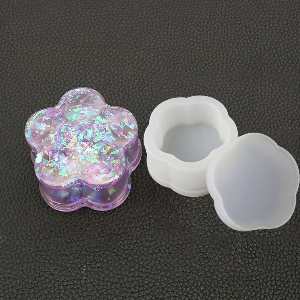 

5 Pcs Box Resin Molds with Lids Cup and Wood Sticks Silicone Molds for DIY Craft Making Storing Earrings Rings Keys