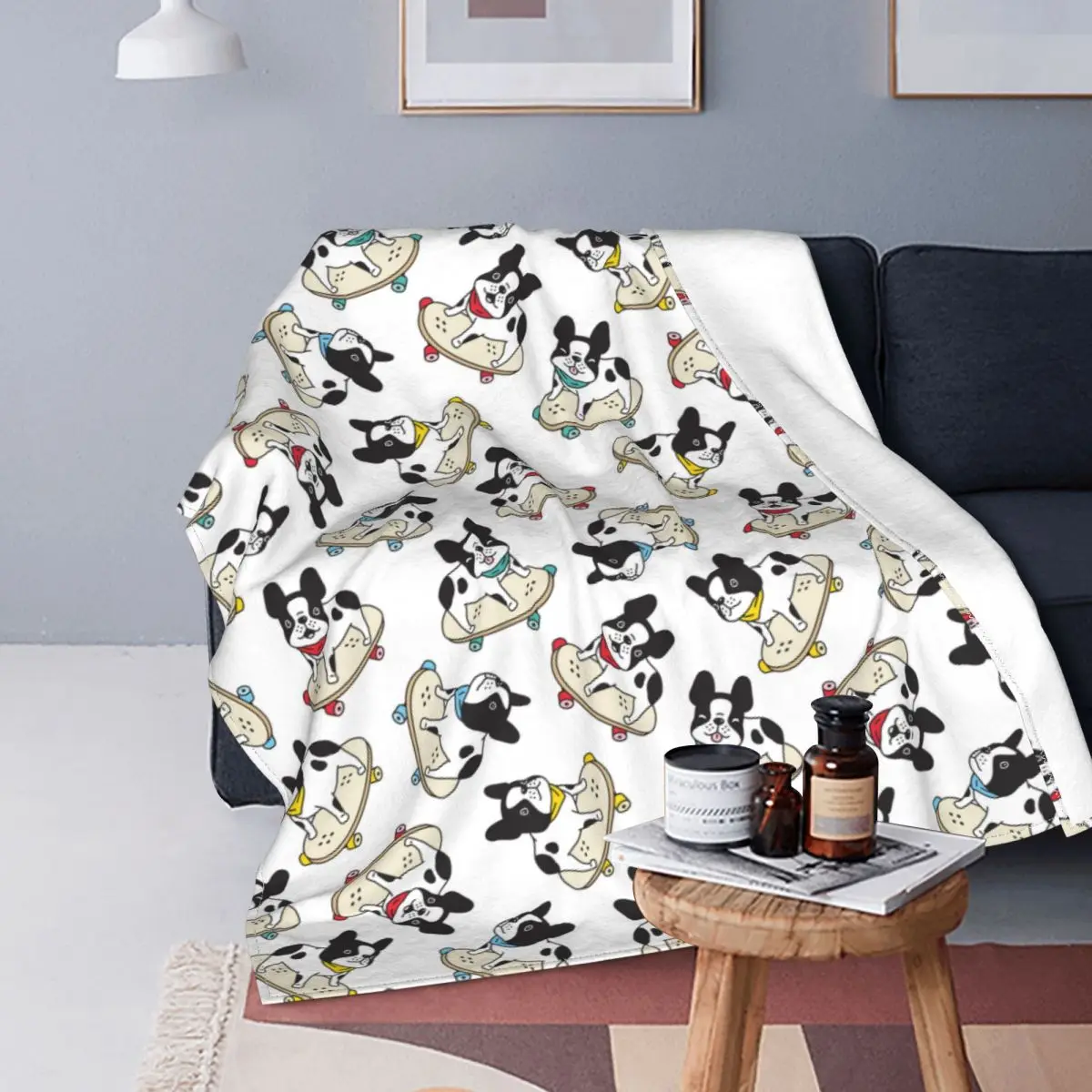 

French Bulldog Dog Blankets Fleece Print Cute Dog Breathable Lightweight Throw Blanket for Home Outdoor Plush Thin Quilt