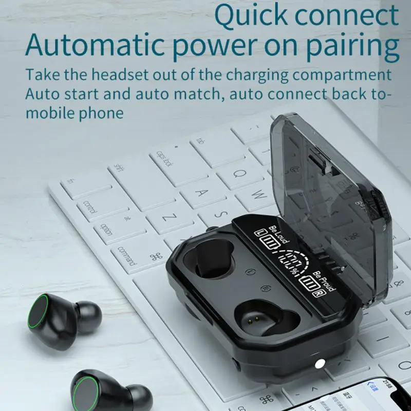 

Наушники-вкладыши TWS Bluetooth 5,1 наушники зарядным устройством Беспроводной наушники 9D стерео спортивные Водонепроницаемый гарнитуры С микроф...