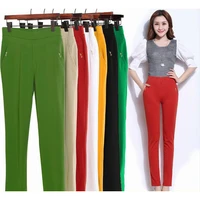 xl 5xl straight pants female large size simple high waist leisure trousers summer new womens pocket all match pants office lady