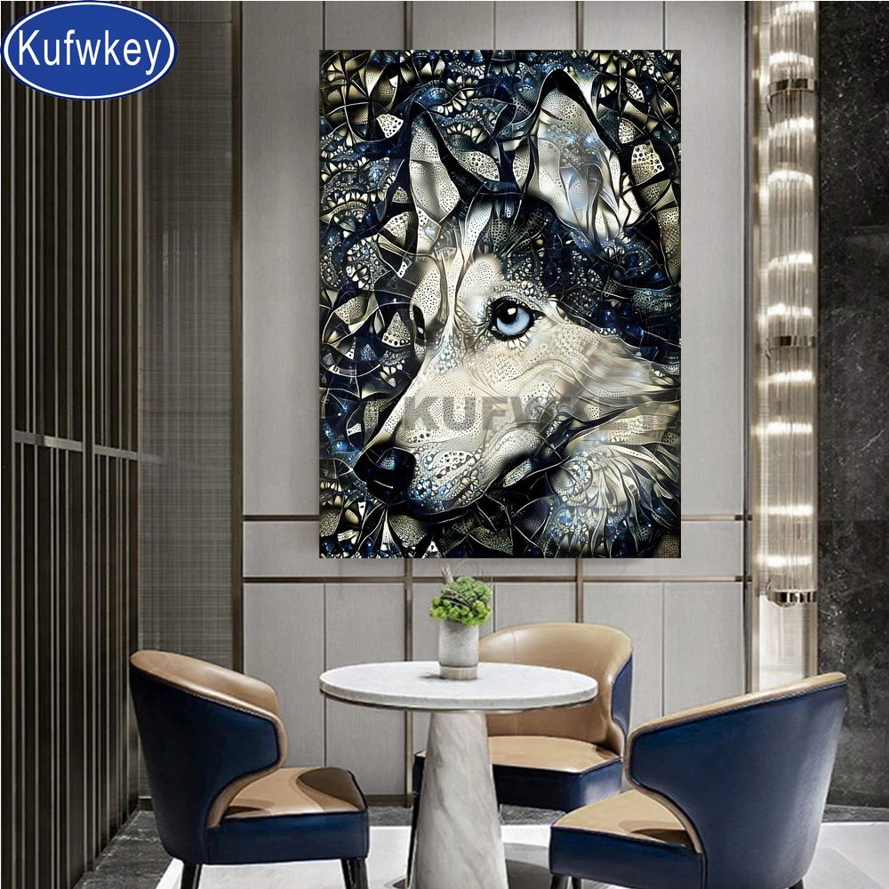 

diamond painting Siberian Husky Dog Abstract Art diamond embroidery 5d diy Diamond mosaic full square round drill cross Stitch,