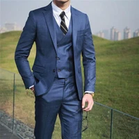 double breasted vest mens 3 pieces navy suits groom wedding formal party tuxedo costume homme coat blazer jacketpantsvest
