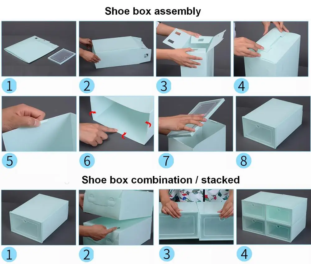 

12pcs Shoe Box Set Multicolor Foldable Storage Plastic Clear Home Organizer Shoe Rack Stack Display Storage Organizer Single Box