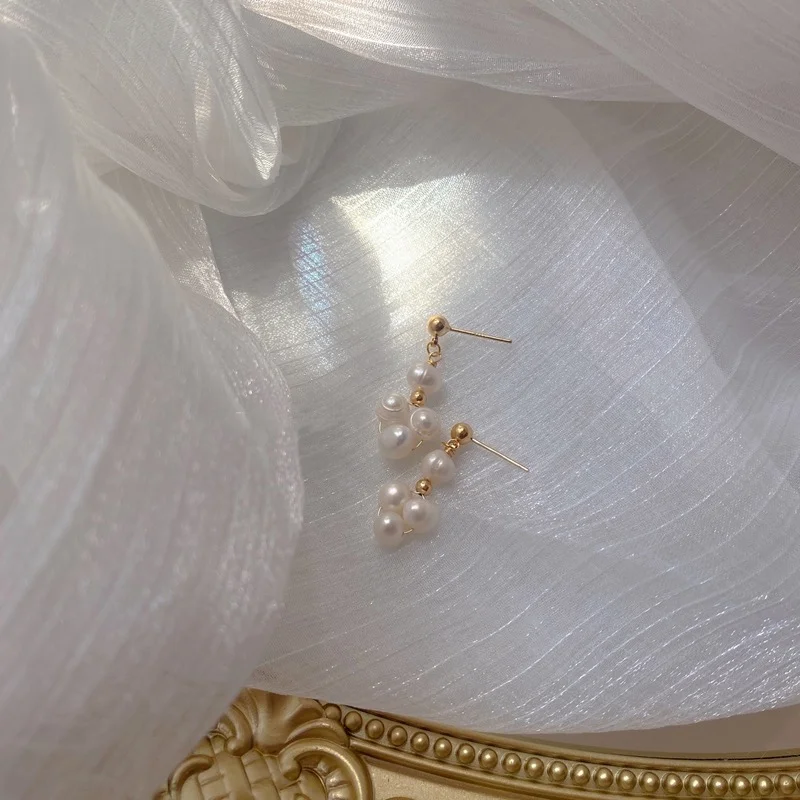 

Minar Elegant Real Freshwater Pearl Earrings for Women French Gold Color Copper Beaded Drop Earrings Office Lady Pendientes 2021