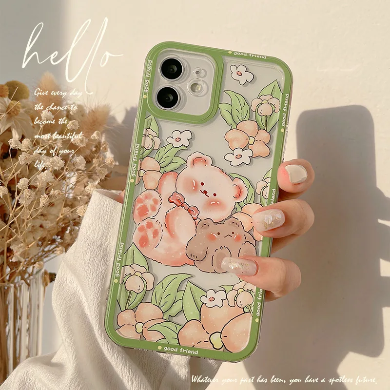 

Cartoon Flower Bears Case For iPhone 13 13mini 13Pro 13ProMax 12 12min 12Pro 12ProMax 11 11Pro 11ProMax SE2020 X XS XSMAX XR