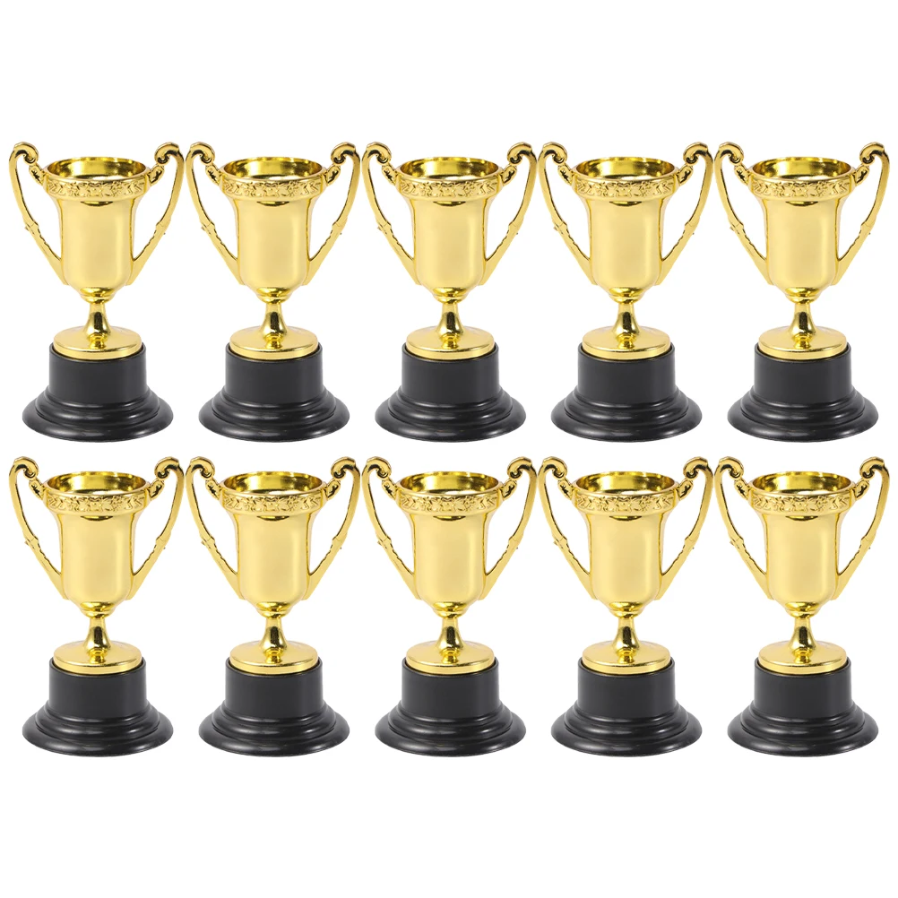 

10pcs Plastic Reward Trophies Gold Award Trophy Cups School Rewarding Supplies