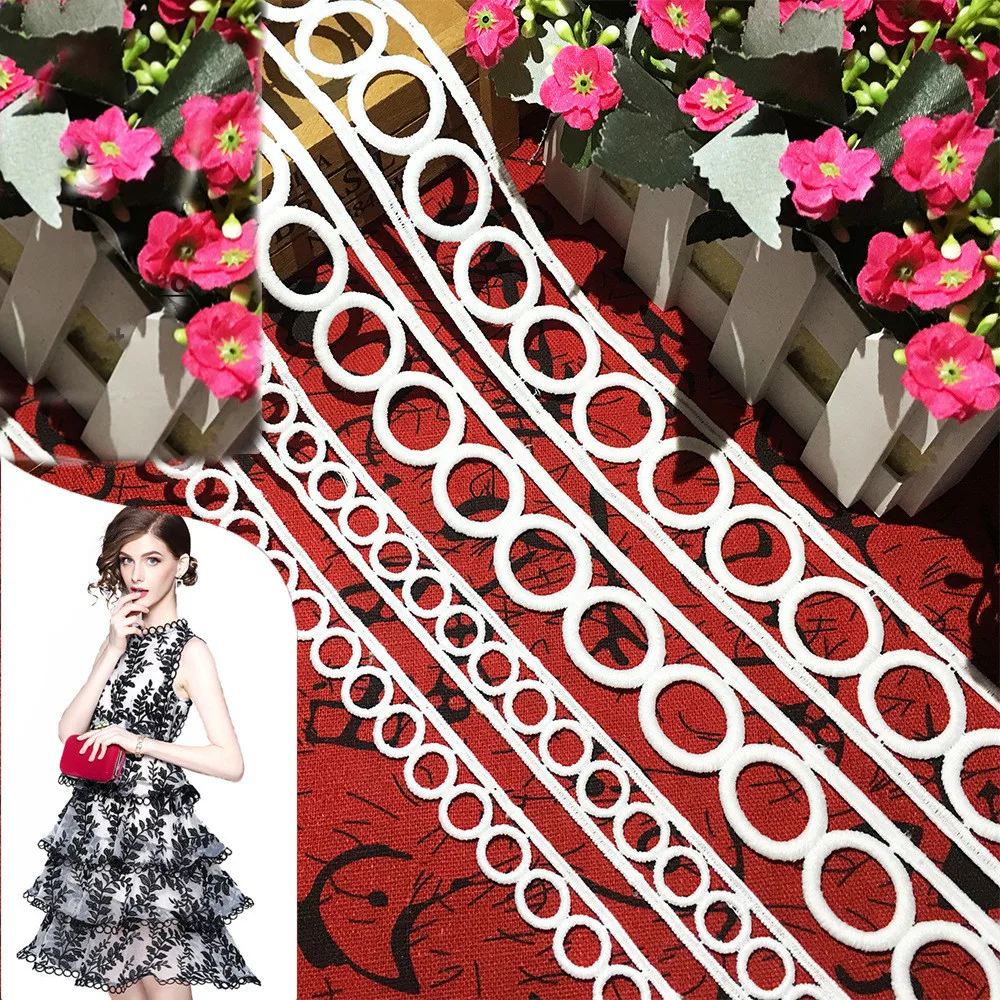 

Белое молочное шелковое вышитое ажурное круглое геометрическое кружевное тканевое ожерелье нижнее белье тканевая Лента отделка Рукоделие...