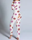 Пижама женская зимняя, длинная, с принтом в виде губ, на пуговицах, с клапаном, для взрослых, 2020