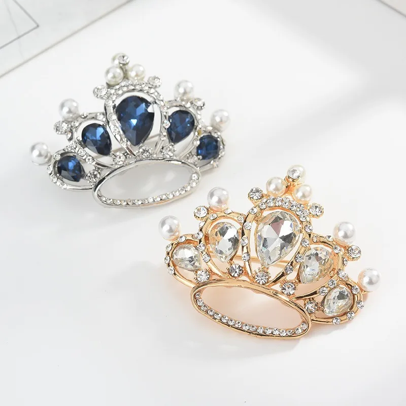 

New Crown Pearl Brooch Suit Crystal Corset Pin.