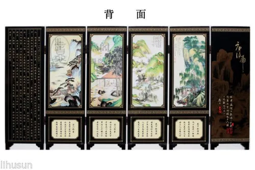 Складной экран из шести предметов с деревянным лаком для гор и рек | Дом сад