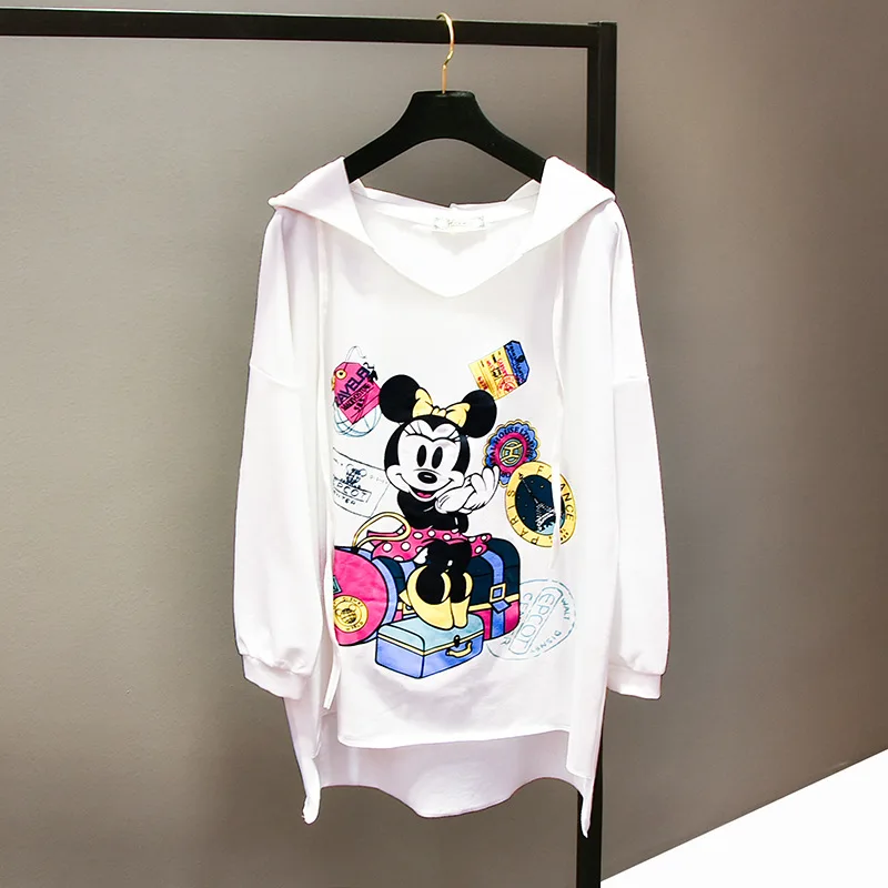 Женские толстовки с Микки Маусом Дисней весенние Свободные длинными рукавами в