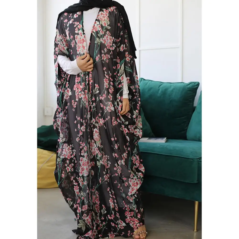 Женский шифоновый кардиган Abaya свободный тонкий с рукавом летучая мышь из Дубаи