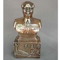 chinese rare brass carved long live chairman mao statue