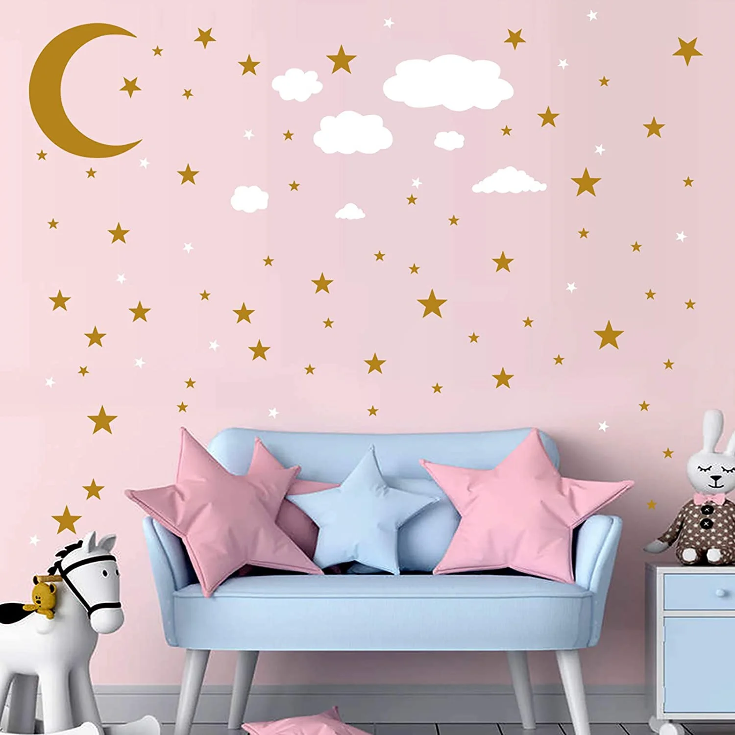 

Мультяшная настенная наклейка из ПВХ, с облаками, звездным небом, дизайнерские наклейки для детской комнаты или спальни, домашний декор, Фреска DW20492