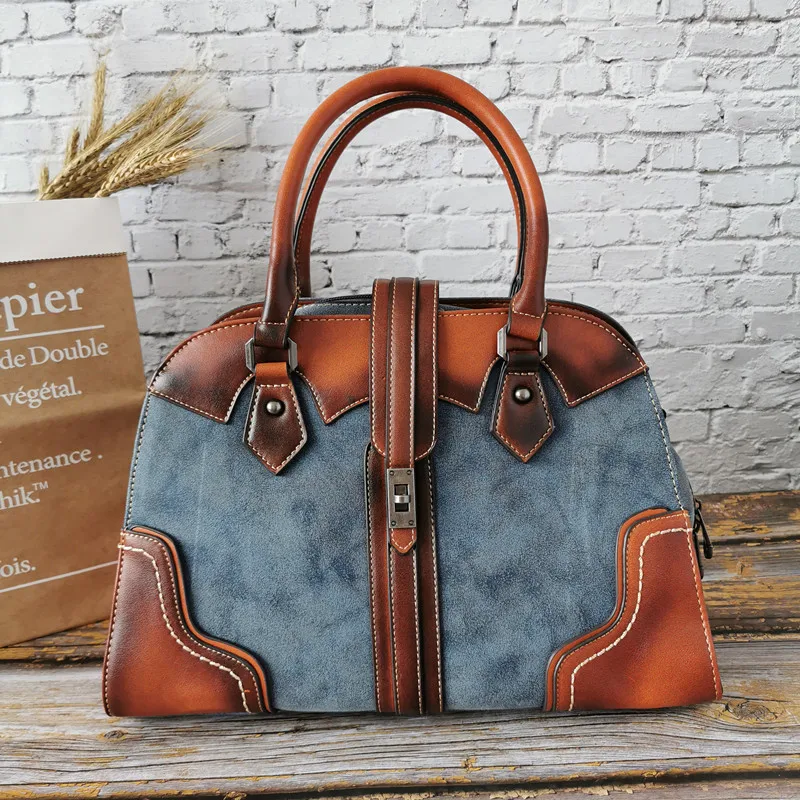 99443-Blue Женская кисточка, натуральная кожа, сумки для девушек, Ретро стиль, Большая вместительная сумка через плечо, роскошные дизайнерские сумки через плечо, женские сумки - Цвет: 99443-Blue