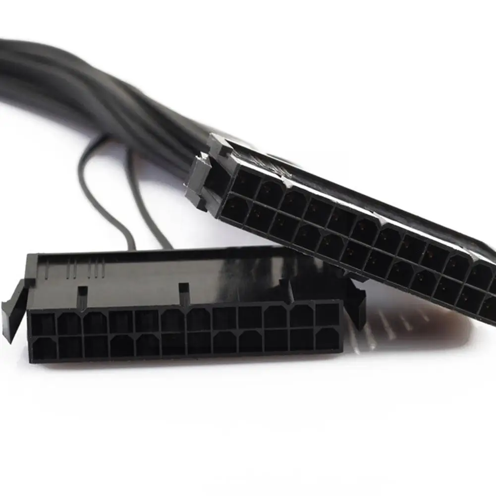 Черный 24-контактный двойной синхронный удлинитель питания с адаптером Add2psu