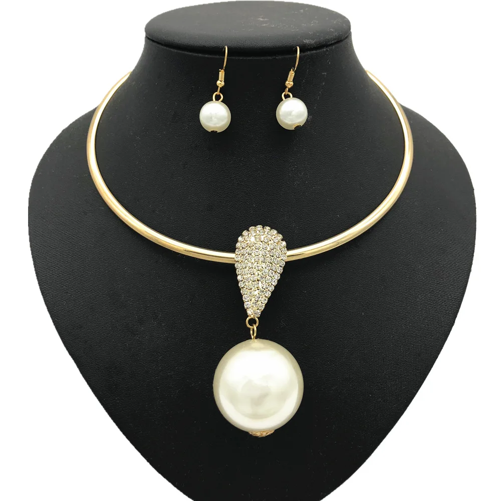 Style 2 gold Дубай, золотые жемчужные свадебные ювелирные наборы, Африканское свадебное ожерелье, серьги, преувеличенный стиль, женские модные аксессуары - Окраска металла: Style 2 gold