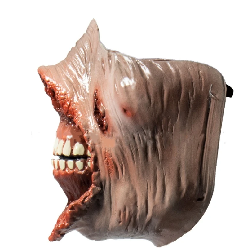 

Bloody Face Mask Horrifying Half-Face Mask w/ Washable Breathable Latex for Halloween Party Cos-play Stage Performance P31B