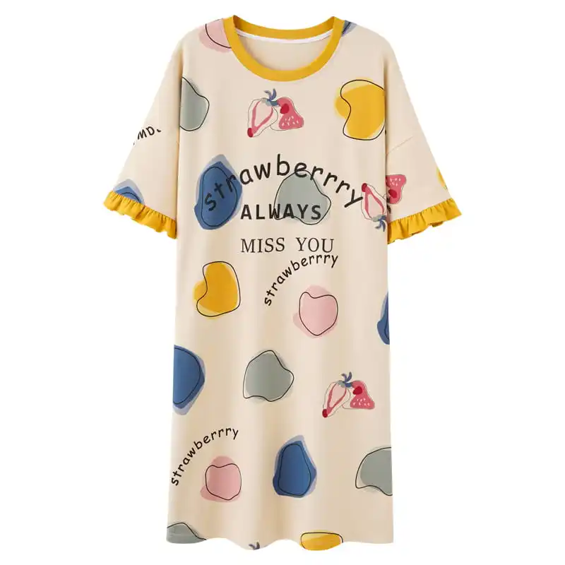 

Летнее Ночное платье, пижама, женская пижама с коротким рукавом, женский комплект одежды, домашняя одежда, наряды размера плюс